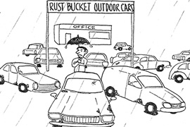 Used Car Cartoon - Undercover car supermarket.