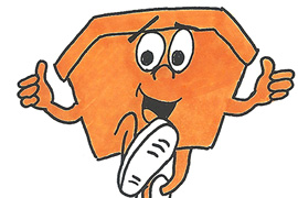Cartoon Skip - Orange skip mascot.
